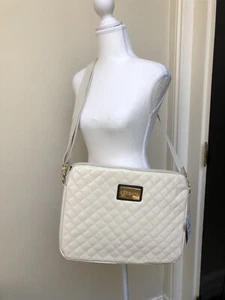 Bershka White Quilted Patent Laptop Bag - Picture 1 of 4