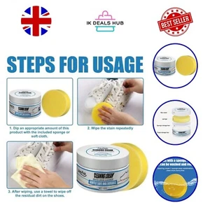 White Shoes Cleaning Stain Whitening Cleaner Dirt Cream With Wipe Sponge QS - Picture 1 of 9
