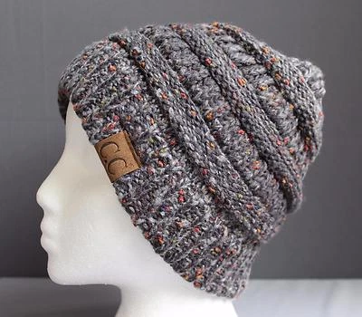 Chapéu de esqui cinza escuro malha robusta ombre gorro gorro inverno crochê - Imagem 1 de 4