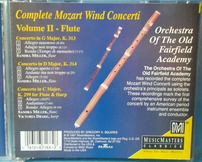 Mozart: Complete Wind Concerti, Vol. 2 - Flute (CD, Apr-1998, Music Masters C... Foto 1 de 4