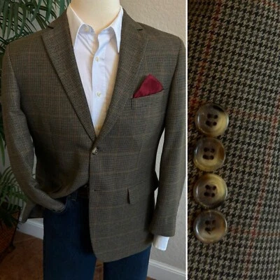 CLUB ROOM BLAZER SIZE 40S SPORT COAT HOUNDSTOOTH WINDOWPANE SHORT FIT JACKET - Image 1 of 4
