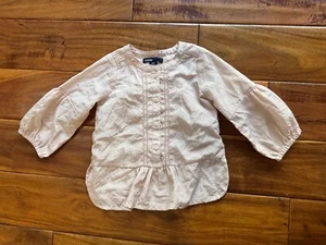 Blusa Camisa Bebé Gap Niñas Rubor Rosa Manga Larga Medio Botón Talla 12-18 Meses - Imagen 1 de 7