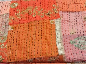 Schöner Überwurf Kantha Patchwork Vintage Khambadiya Patchwork Tagesdecke Handarbeit - Bild 1 von 7