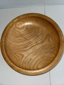 Handgefertigte signierte und datierte natürliche elegante Holzschale groß 13 Zoll Durchmesser - Bild 1 von 7