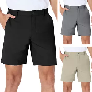 Pantalones Cortos Chinos Para Hombre Elásticos Frente Plano Ligeros Secado Rápido Calce Relajado Golf - Imagen 1 de 76