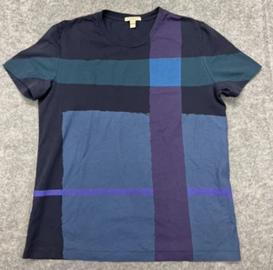 Camisa Burberry Brit Para Hombre Mediana Azul Cuadros Diseñador Cuello Redondo Manga Corta - Imagen 1 de 9