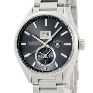 TAG Heuer Carrera Grand Date GMT Calibre 8 WAR5012.BA0723 Grey Working - Picture 1 of 5