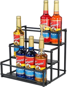 Coffee Syrup Rack Shelf Organizer 3-Tier 12 Bottle Black - Picture 1 of 1