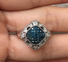 1/2ct Blue White Diamond Promise Engagement Ring 925 Sterling Silver 