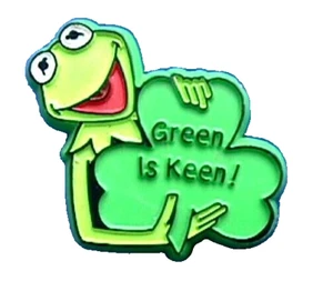 Hallmark PIN St Patrick Vintage KERMIT Frog SHAMROCK Green is Keen 1980 Brooch - Picture 1 of 2