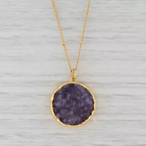 Nuevo Collar Blissful De Amatista Druzy De Nina Wynn En Vermeil De Oro De 16-18" - Imagen 1 de 5
