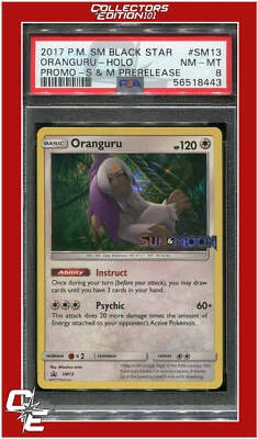 SM Black Star Promo SM13 Oranguru Holo Sun & Moon Prerelease PSA 8 - Image 1 of 2