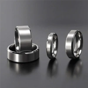 Tigrade Men's Titanium Ring 4/6/8/10mm Silver Band Engagement Jewellery - Picture 1 of 7