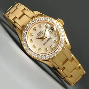 Stunning 2000 Rolex 80298 Datejust Pearlmaster 18K Yellow Gold MOP Diamond Watch - Picture 1 of 15