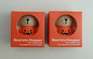 Starbucks Stopper for Reusable Cup Europe Bearista Halloween Set of 2 Pieces NEW - Picture 1 of 3