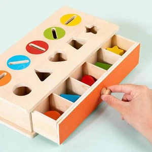 Wooden Color and Shape Sorter Box Montessori Toys for Toddlers 1-3 Year Old - Picture 1 of 7