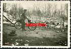 E5/6 WW2 ORIGINAL GERMAN WEHRMACHT PHOTO OF SOLDIER WITH BICYCLE