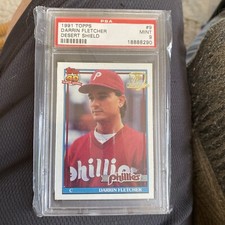 1991 Topps Desert Shield #9 DARRIN FLETCHER PSA 9 PHILLIES AUTHENTIC
