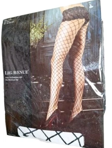 Leg Avenue Black Sexy Fish Fence Net Pantyhose Boy Short Lace Top 1 Sz 90/160lbs - Picture 1 of 5