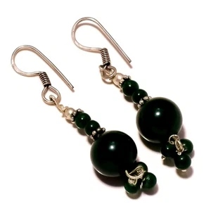 Green Onyx Gemstone Handmade Fashion Drop Dangle Jewelry Earrings 2.10" Gift N67 - Picture 1 of 6