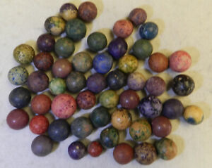 #15903m Vintage Group of Old Dyed Clay Marbles