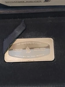 Singapore Airlines Silver Ingot Collection The Great Wall of China - Picture 1 of 3