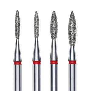 STALEKS PRO Diamond nail drill bit (flame) red | Set of 1 pcs (FA10R0)