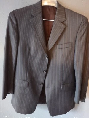 Traje de hombre Joseph Abboud marrón a rayas 38 R NUEVO Foto 1 de 4