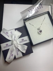 J.ESTINA Jestina rosa Mioello Halskette neu im Karton Silber + rosa tanzender Stein Geschenkverpackung - Bild 1 von 13