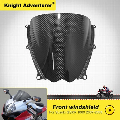 100% Dry Carbon Fiber Windshield Windscreen For 2007 2008 Suzuki GSXR 1000 K7 K8 - Image 1 of 4