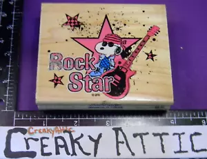 PEANUTS SNOOPY GUITAR ROCK STAR RUBBER STAMP STAMPABILITIES KR1056 CREAKYATTIC - Picture 1 of 2