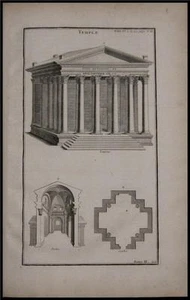1719 Print Temple Faustina Church St Lorenzo Rome Italy - Picture 1 of 1