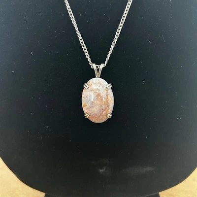 Disfraz Colgante Tono Rosa y Collar Cadena Larga Metal Posible Ágata Encaje Loco Foto 1 de 4