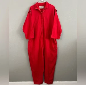 Vintage New Hero 100% Native American Cotton Bright Red Jumpsuit Romper One Size - Picture 1 of 14