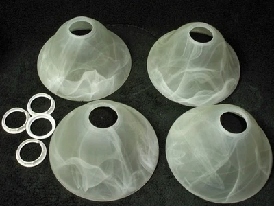 Shades Glass Opalescent Hanging Vanity Ceiling Pendant Light Set of 4 w/ Nuts - Image 1 of 4