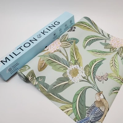 Papel de parede Milton & King Sunny Garden aquático caixa aberta novo na caixa rolo-B aprox 33 pés x 24 polegadas - Imagem 1 de 4