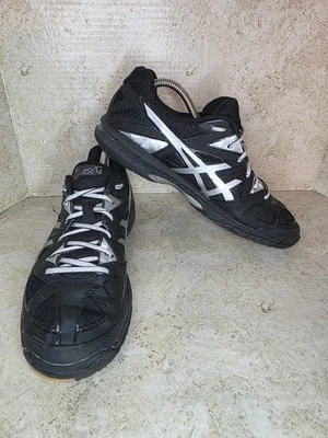 亚瑟士鞋女式 9 码凝胶-战术黑色排球舒适运动鞋室内 B554N — 第 1/4 张图片