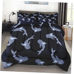 Comforter Set Size, Animal Sea Fish 3 Pcs Bedding for Kids and Queen Whale - Picture 1 of 7