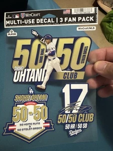 Shohei Ohtani 50/50 Club Los Angeles Dodgers 3 Pack Decal Set 3x4 MLB - Picture 1 of 1