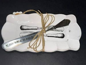 Mud Pie Circa Butter Dish & Spreader “NO SUCH THING AS TOO MUCH BUTTER” NWT - Picture 1 of 15