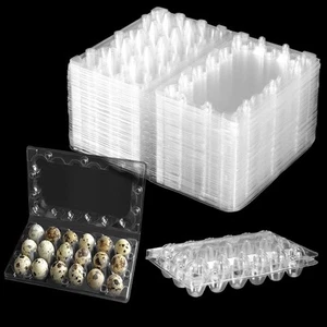 100 Stück Stapelbare Kunststoff Eierkartons - Wiederverwendbar Günstig Großpackung 18 Gitter Wachtel Ei... - Bild 1 von 6