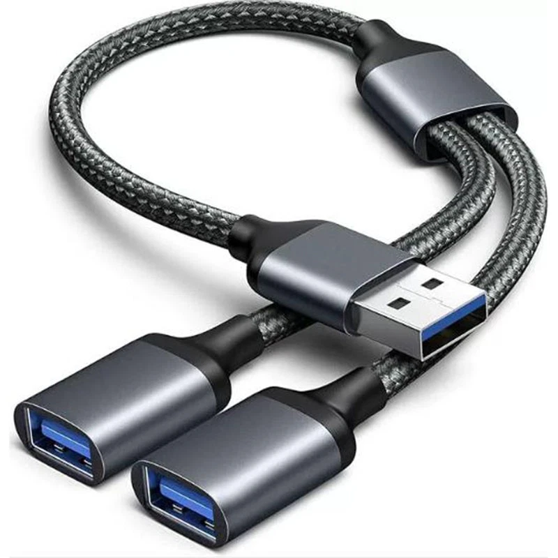 USB Splitter 1 zu 2, USB Doppelstecker Y Kabel Verteiler 1 auf 2 Adapter, Dual P - Bild 1 von 4