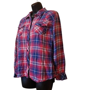 Camisa a Cuadros Rails Manga Larga Botones Franela Rojo Azul Blanco Talla M - Imagen 1 de 13
