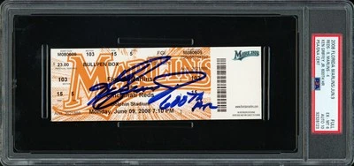 Ken Griffey Jr. Auto 2008 Florida Marlins HR 600 Ticket PSA 6 Sig10 600th HR DNA - Image 1 of 2