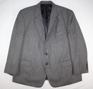 Adolfo Blazer Men's 48 Short Lambswool Tweed Sport Coat Jacket Herringbone Gray - Picture 1 of 11