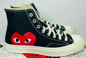 Zapatos de patín para hombre Converse X Comme Des Garcons Play Chuck 70 negros altos 150204C nuevos con etiquetas - Imagen 1 de 4