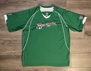 Majestic MLB Milwaukee Brewers Embroidered Baseball Jersey Shirt Men XL Green - Picture 1 of 17