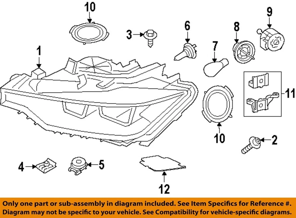Componentes de faros BMW OEM 04-19 320i xDrive - Carcasa de faros tuerca en U 51127070202 Foto 1 de 1