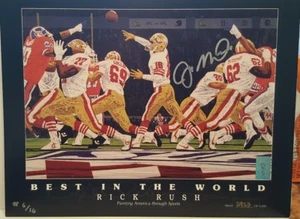 Joe Montana Signed 49ers 9x12 Lithograph L.E. #6/16 - MONTANA PLAYER HOLOGRAM  - Picture 1 of 11