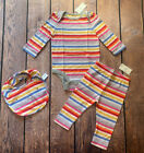 Baby Girl 3-6 Months Baby Gap Multicolor Stripe Long Sleeve Bodysuit Pants & Bib